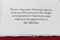 New Letterpress Type 24 point Janson