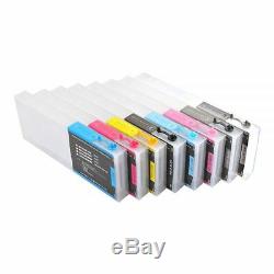 New for Epson Stylus Pro 4000 Refilling Ink Cartridge 8pcs + FREE Chip Resetter