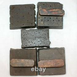 Old Lot of 5 Vintage Traditional Hand Carved Wooden Textile/Fabric Print Blocks