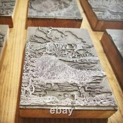Oregon Letterpress Vintage Printing Blocks Blue Interval Poems of Crater Lake