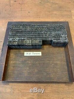 Parsons 18P Foundry Type Font Barnhart Brothers & Spindler ATF Letterpress SORTS