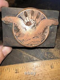 Print Block Majestic Eagle, With Spread Wings Copper Face