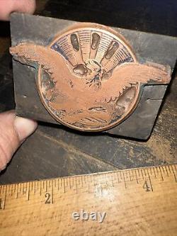 Print Block Majestic Eagle, With Spread Wings Copper Face