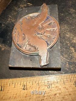 Print Block Majestic Eagle, With Spread Wings Copper Face