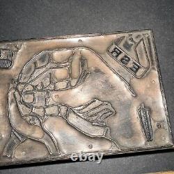 Print Block Mans Hand Using a Tool Copper Face, Nice Details