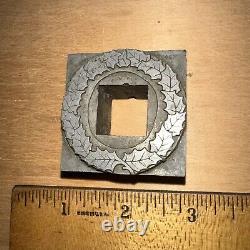 Printing Block (Beautiful Wreath Of Leaves) Room For Type. Lead Block
