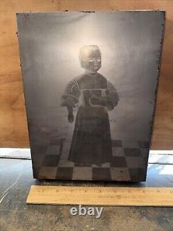 Printing Block (Cute Girl Holding Bird) Large & Heavy Print Block