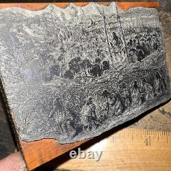 Printing Block Indians Hunting buffalo Incredible Details! Rare