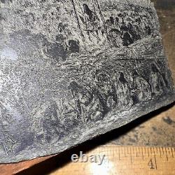 Printing Block Indians Hunting buffalo Incredible Details! Rare