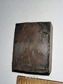 Printing Block Man Feeding Horse Hay Rare! Copper Face, Great Details