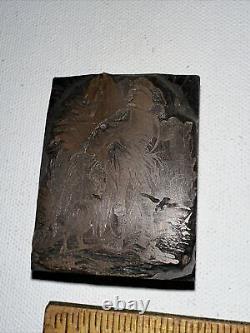 Printing Block Man Feeding Horse Hay Rare! Copper Face, Great Details