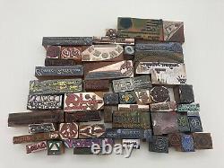 Printing Letterpress Printers Block Lot OVER 50 Vintage Printers Blocks #1