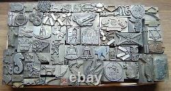 Printing Letterpress Printers Block Lot of All Lead Pieces