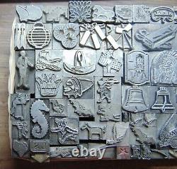 Printing Letterpress Printers Block Lot of All Lead Pieces