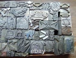 Printing Letterpress Printers Block Lot of All Lead Pieces