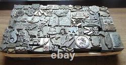 Printing Letterpress Printers Block Lot of All Lead Pieces
