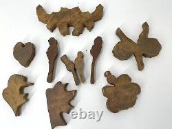 RARE 1932 Hawaiian Wood Carved Textile Printing Block Hand Made Stamp Set of 10
