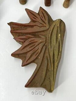 RARE 1932 Hawaiian Wood Carved Textile Printing Block Hand Made Stamp Set of 10