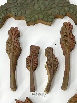 RARE 1932 Hawaiian Wood Carved Textile Printing Block Hand Made Stamp Set of 10