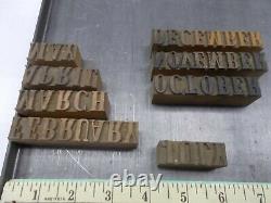 RARE Calendar Wood Type font -6 Line 1 tall square numbers NICE FONT