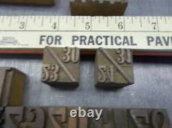 RARE Calendar Wood Type font -6 Line 1 tall square numbers NICE FONT