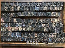 Rare Antique 162 piece Letterpress Printing WOOD TYPE Cursive Script Alphabet