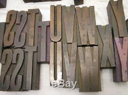 Set 70 + Antique Letterpress Wood Printing Block Type Set Letters 2-1/2 B