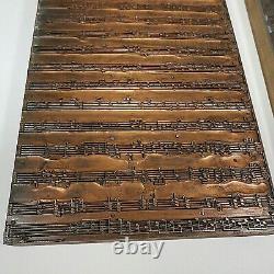 Set of 2 Vintage Engraved Metal Copper Printing Press Plate Music Musical Notes