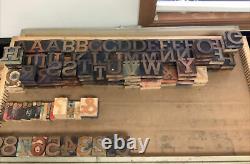 Set of Wooden Letterpress Font with Drawer 158 Pieces