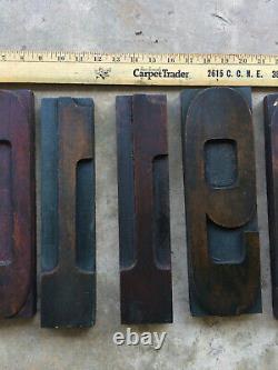 Six Rare Giant Twelve Inch Tall Vintage Letterpress Wood Type Sorts