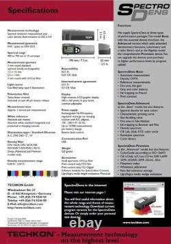 Techkon SpectroDens Basic with new battery pack CMYK color, ISO E NEW Battery