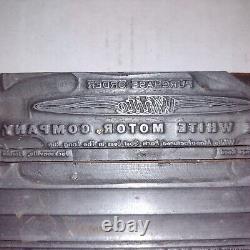 The White Motor Company Vintage Printing Letterpress Printers Block Huge 9 inch