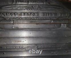 The White Motor Company Vintage Printing Letterpress Printers Block Huge 9 inch