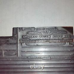 The White Motor Company Vintage Printing Letterpress Printers Block Huge 9 inch