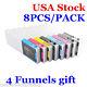 Usa! 300ml 8pcs Epson Stylus Pro 4880 Refilling Ink Cartridges With 4 Funnels