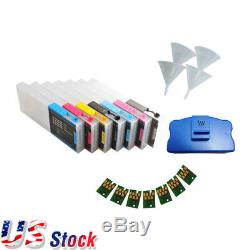 USA! 8pcs Epson Stylus Pro 4800 Refill Ink Cartridges with Chip & Resetter