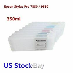 USA 8pcs Epson Stylus Pro 7880 Refill Ink Cartridges with 4 Funnels