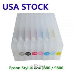 US Epson Stylus Pro 7880 / 9880 Refill Ink Cartridges with 4 Funnels 8pcs
