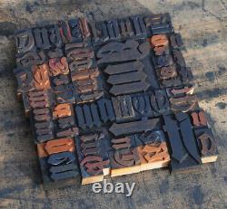 Unique Collage composition letterpress wood type characters printing old rare