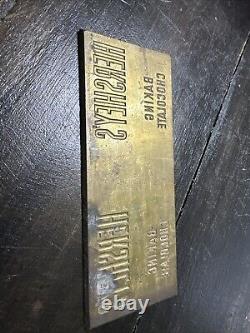 VINTAGE METAL PRINTING PLATE Hersheys Chocolate Baking Rare