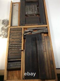 VIntage Tray Letters Metal Wood Ink Stamps Letterpress Printer Blocks