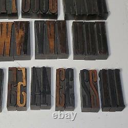 VTG 3 1/4 Wood Letterpress Print Type Block Alphabet Letters Numbers Set Lot 1