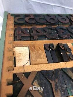 VTG Large Tray Letters Symbols Metal Wood Ink Stamps Letterpress Printer Blocks