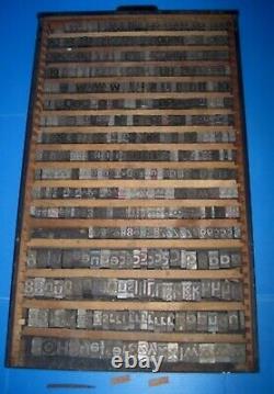 VTG Lot 563 Letter/Number Press Block Stamp Print Type Metal Wood Tray/Drawer