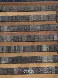 VTG Lot 563 Letter/Number Press Block Stamp Print Type Metal Wood Tray/Drawer