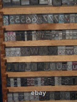 VTG Lot 563 Letter/Number Press Block Stamp Print Type Metal Wood Tray/Drawer