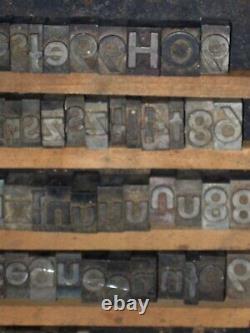 VTG Lot 563 Letter/Number Press Block Stamp Print Type Metal Wood Tray/Drawer