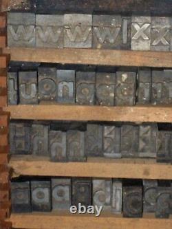 VTG Lot 563 Letter/Number Press Block Stamp Print Type Metal Wood Tray/Drawer