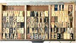 Vintage 100 Wood LETTERS Letterpress Print Type 2-1/2 2.5 COMPLETE SET lot