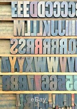 Vintage 127 Wood Letterpress Print Type Block Upper Case Letters Numbers 2 EUC